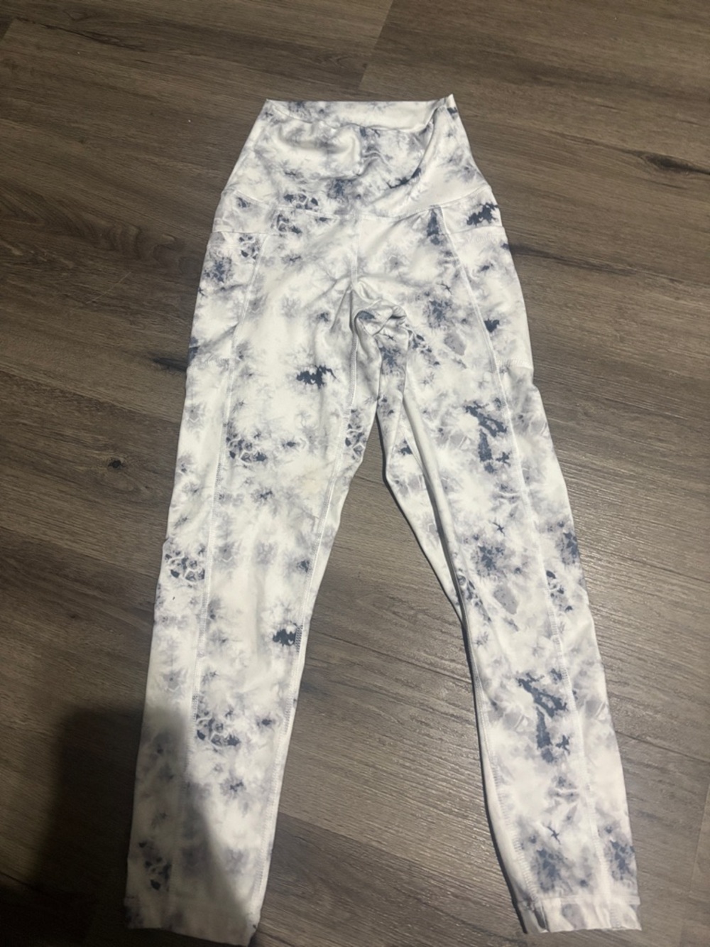 90 Degree By Reflex White and Grey Tie-Dye Kids Leggings